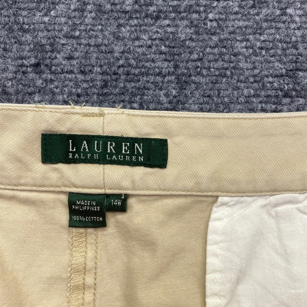 Lauren Ralph Lauren Womens 14W Khaki Tan Chino Shorts Cotton Twill Tropical